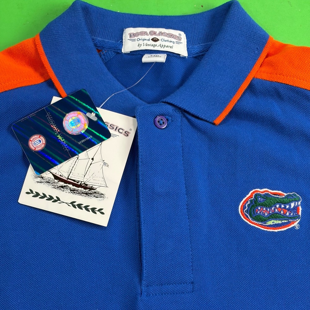 VTG Y2K Florida Gators Deadstock Polo Mens L Blue/Orange Boca Classics Shirt NWT